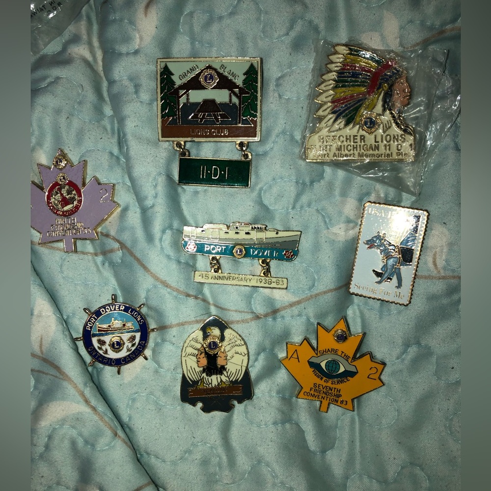 Vintage Lions Club pins/brooches